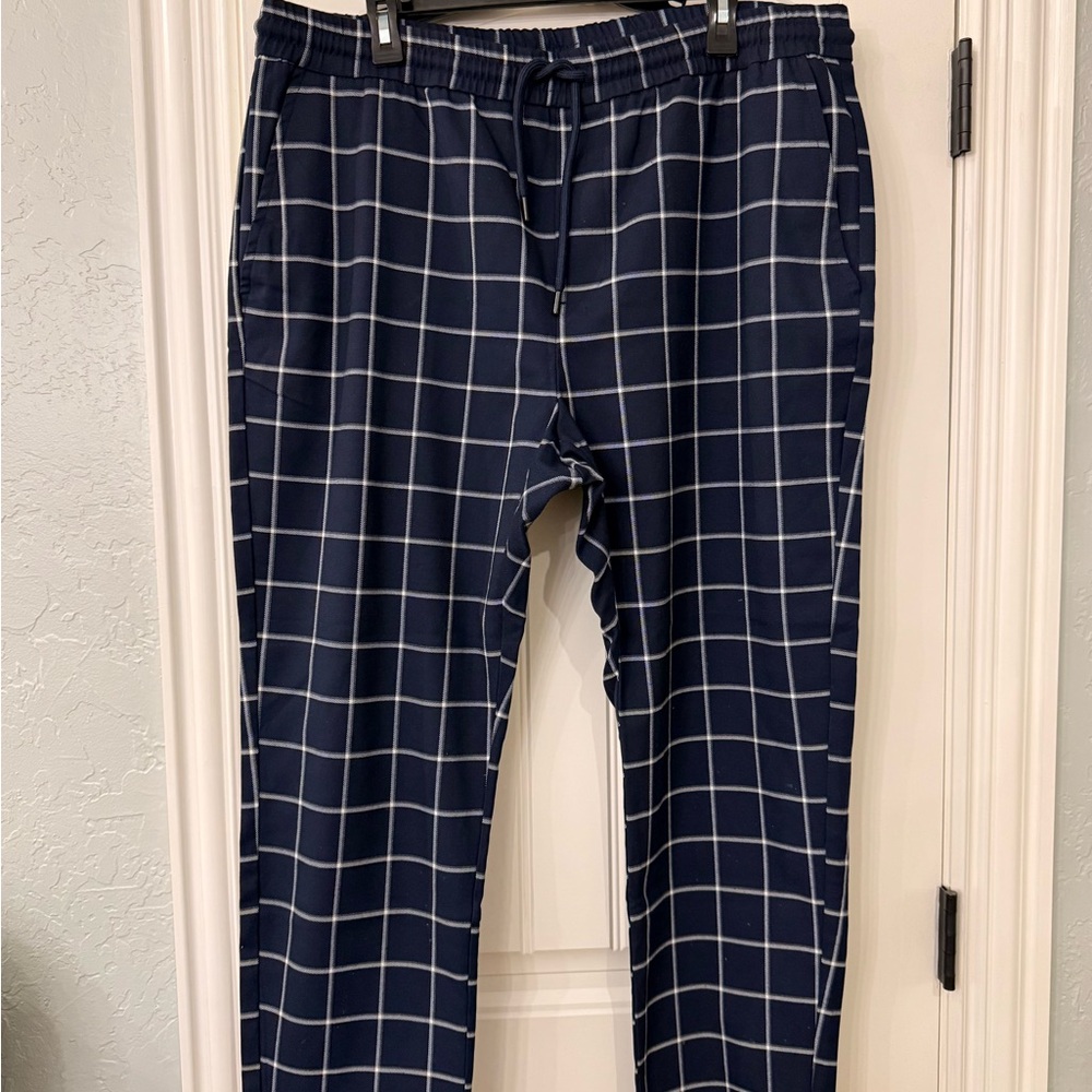 Navy Blue Checkered Pants